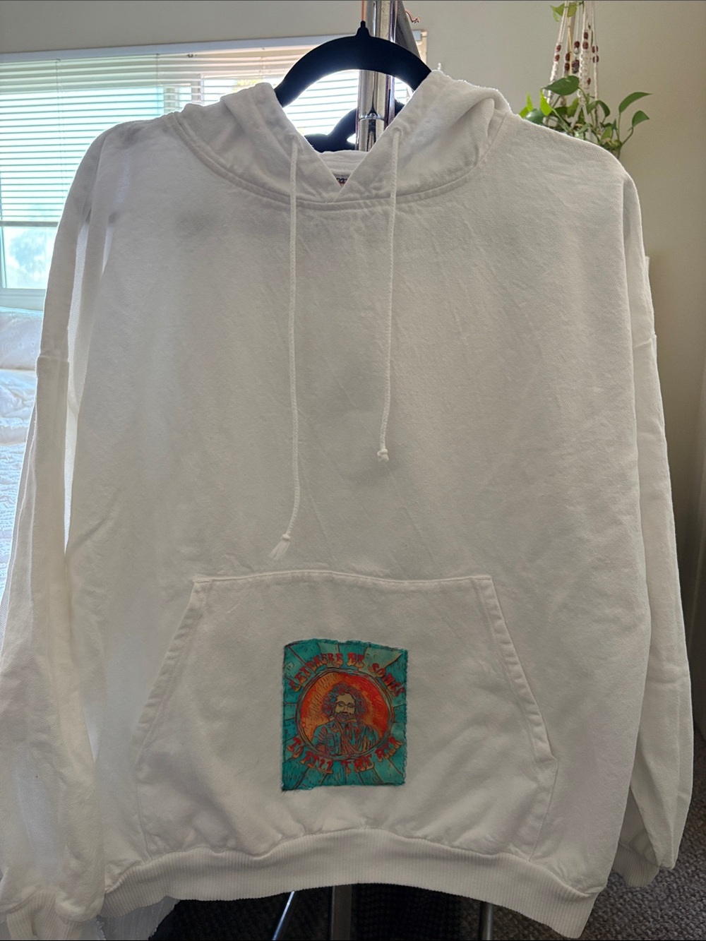 Jerry Garcia Inspired Upcycled Pocket Hoodie - Classic Pullover Sweatshirt
